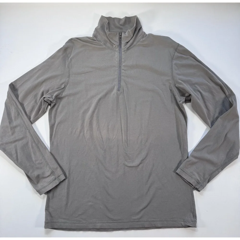 BANANA REPUBLIC Lightweight 1/4 Zip Mens Medium (?) Beige Orange Trim *Read